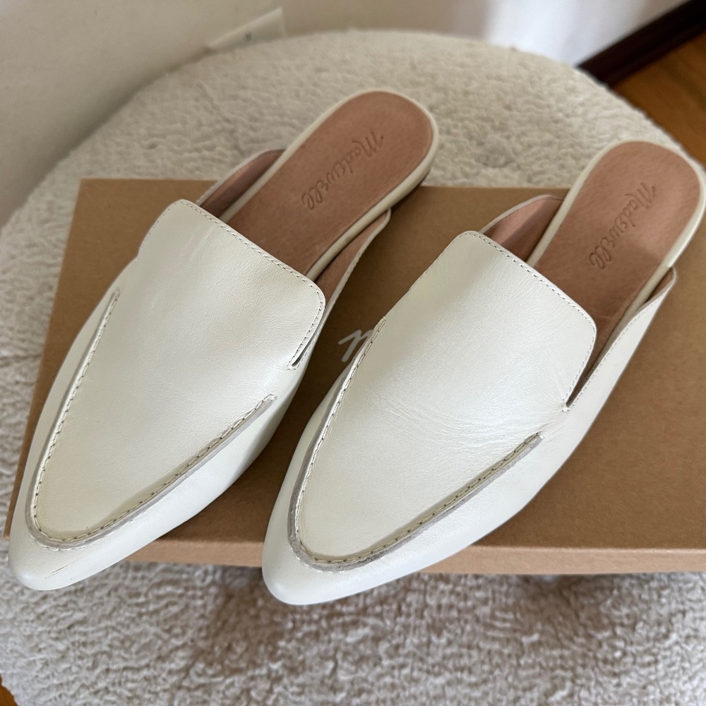 Madewell Leather Mule Loafers | Cream/Off-White | Minimal Chic